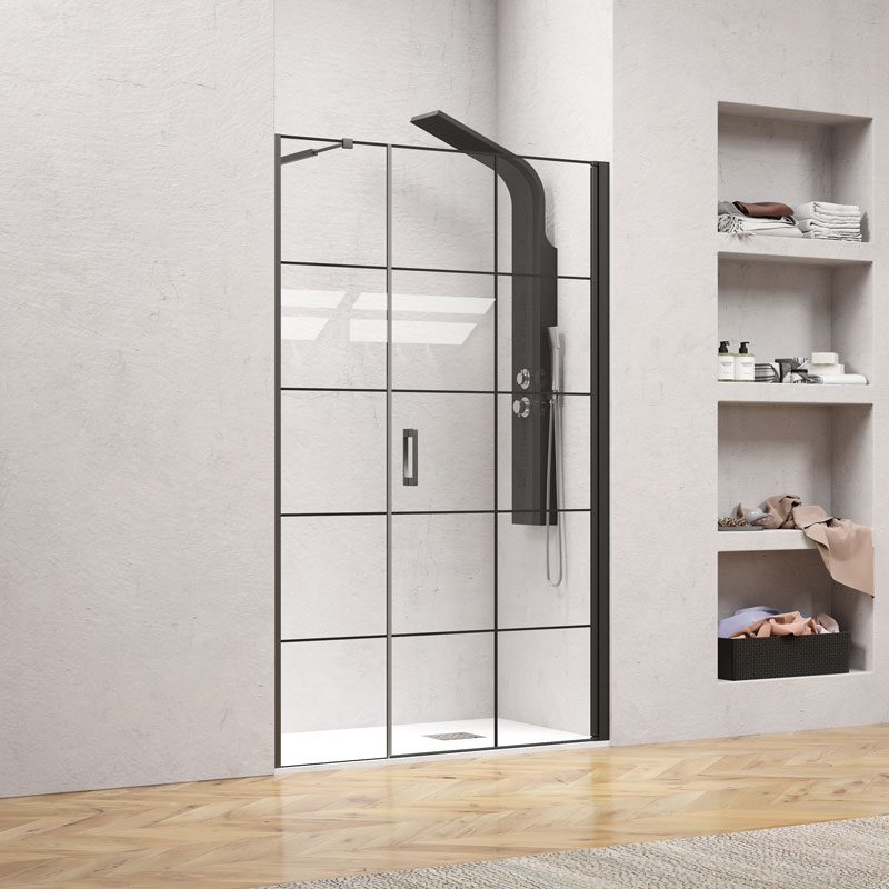 Καμπίνα από τοίχο σε τοίχο με frame κρύσταλλο NERO 5 PORTA Black KARAG